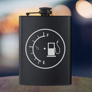 Personalized Gas Fuel Meter Humor Black Flask